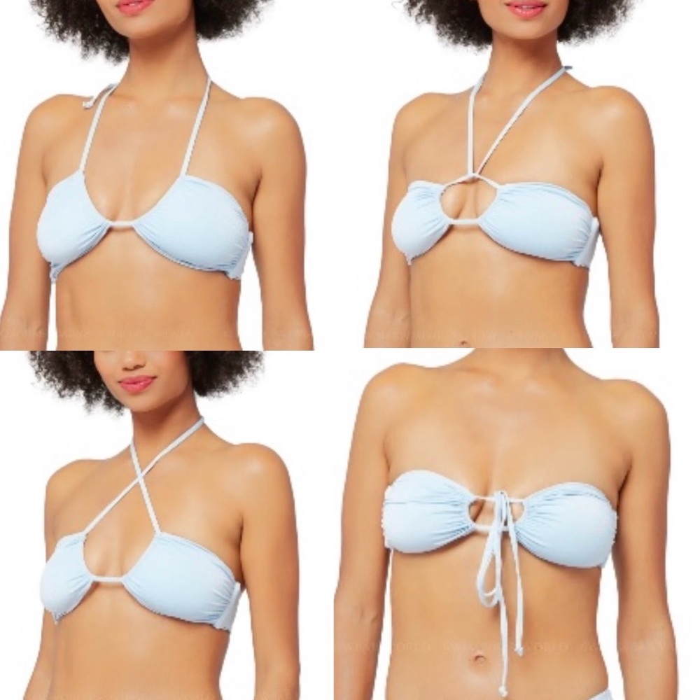 L*Space Convertible Shimmer Dawn Bikini Top in Sky Blue